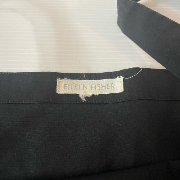 Eileen Fisher Organic Cotton Poplin Apron Dress Size Medium Large Black Pinafore - Picture 2 of 9